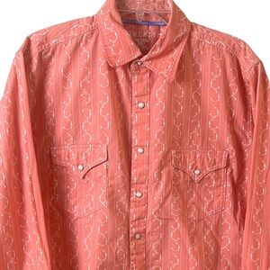 Twenty X Peach Swirl Pattern Long Sleeve Pearl Snap Western Shirt Large Read